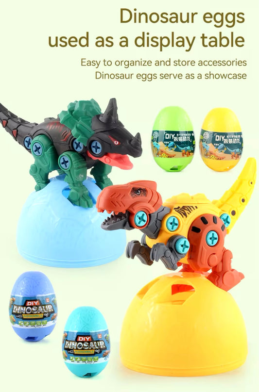 Huevos sorpresa de construcción de dinosaurio con tornillos